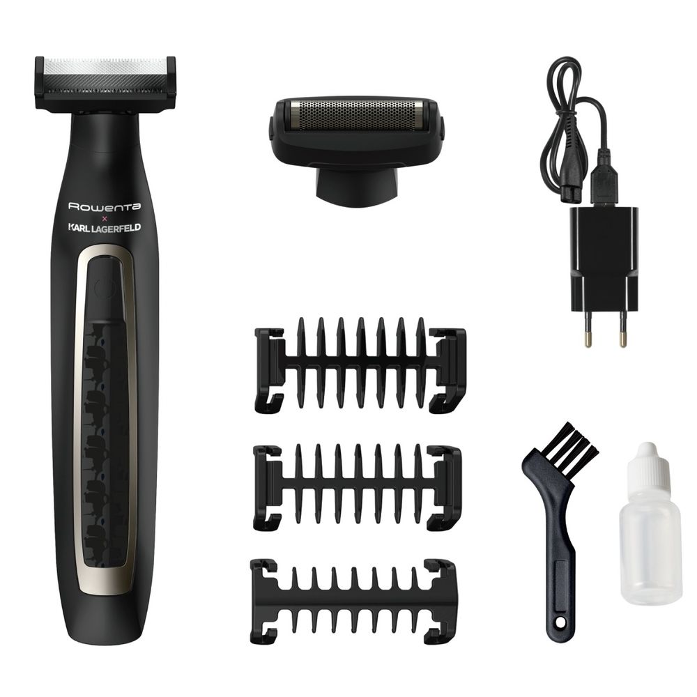Aparat de tuns, ras si conturat Rowenta X Karl Lagerfeld Forever Sharp TN602LF0, 8000 rpm, lame inox, autonomie 120 minute, negru