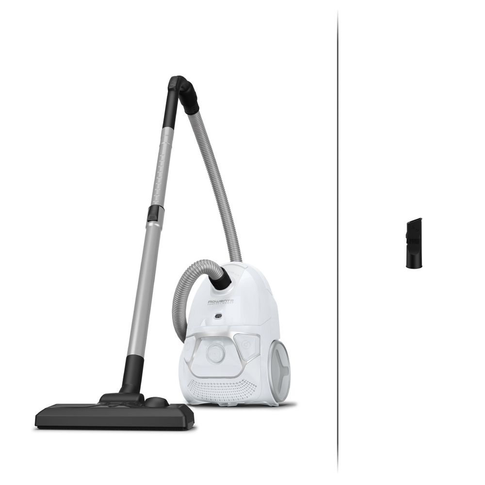 Aspirator cu sac Rowenta Compact Power RO3927EA, 750W, filtrare 2 nivele 99.98%, recipient sac 3L, raza de operare 8.8m, alb