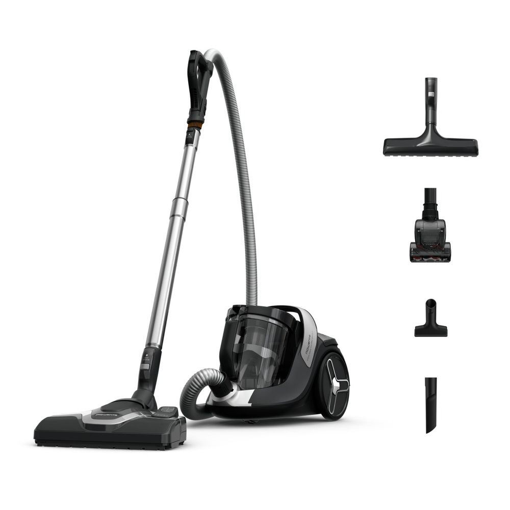 Aspirator fara sac ROWENTA Green Force Cyclonic Effitech®+ RO7C66EA, 500 W, recipient pentru praf 2.5 L, design eco, filtrare tip HEPA, negru & verde