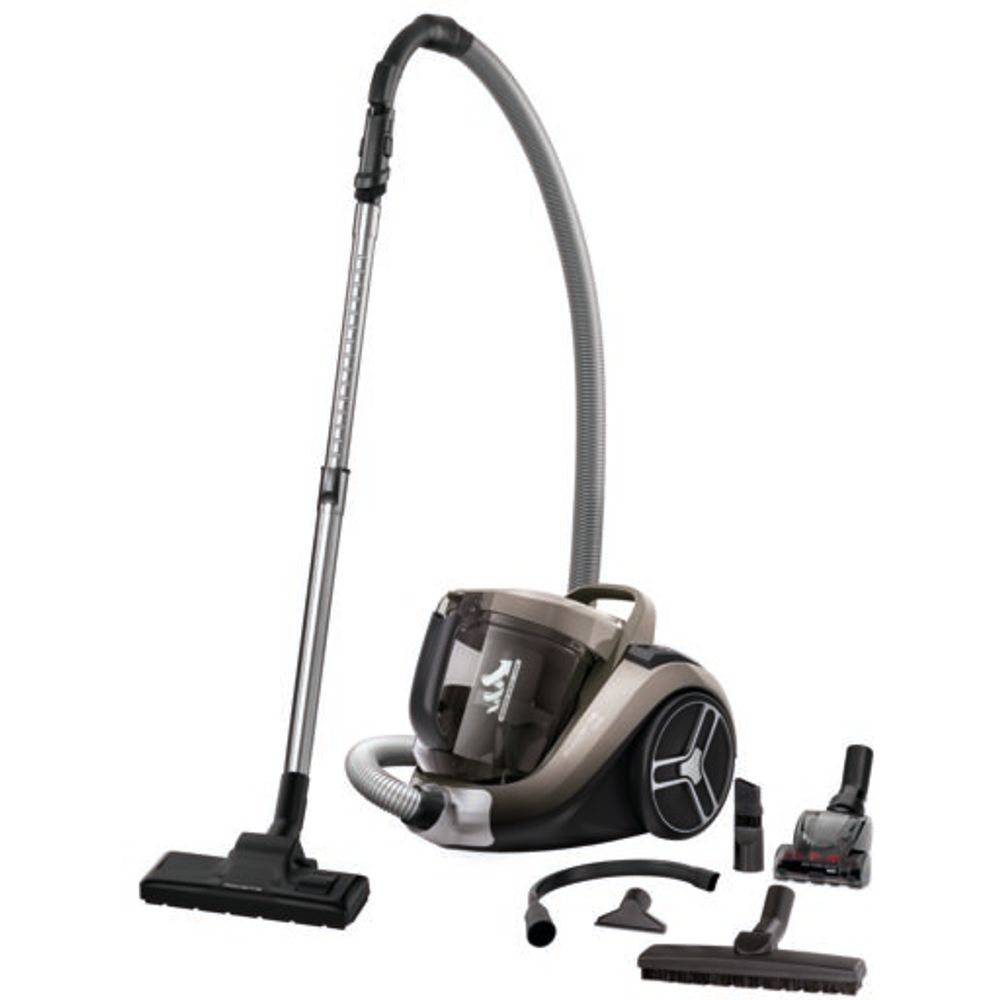 Aspirator fără sac Rowenta Compact Power XXL RO4886EA, 550W, 2.5L, tehnologie mono-ciclonica, motor EffiTech, perie EasyBrush, cablu 6.2m, gri