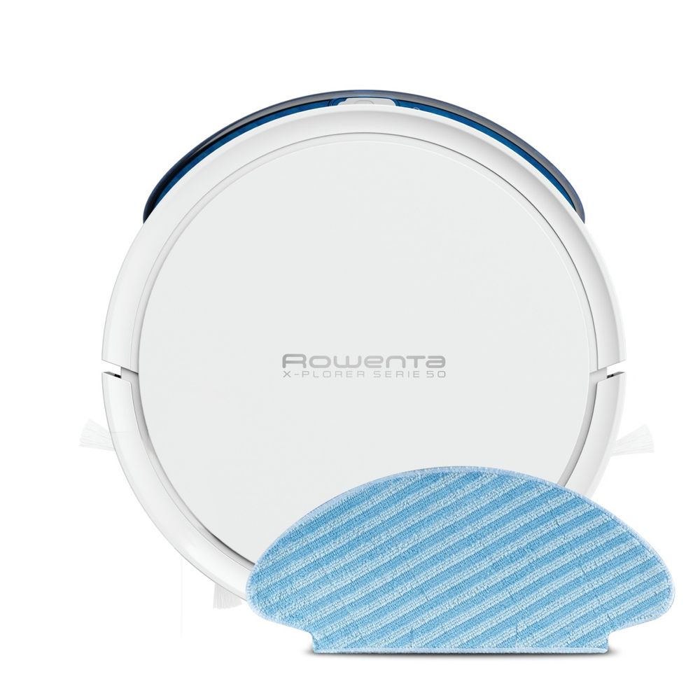 Aspirator robot Rowenta X-Plorer Serie 50 RR7387WH, 33W, recipient 0.4L, 3 functii de curatare, Wi-Fi, sistem Aqua Force, alb