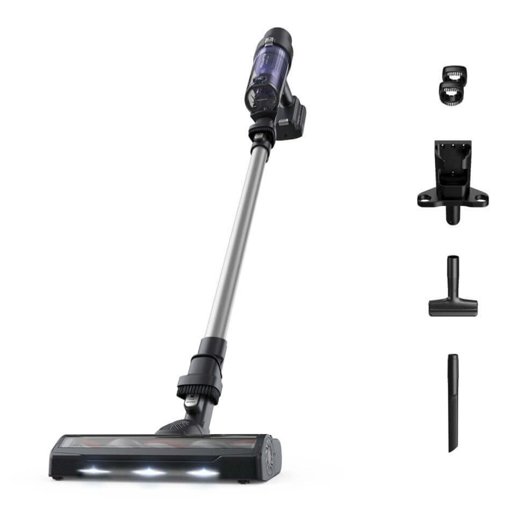 Aspirator vertical Rowenta X-Pert 7.60 RH6A35WO, 140W, autonomie pana la 45 minute, filtrare 99%, recipient de praf 0.44L, perie cu LED, Tehnologie ciclonica, violet & negru