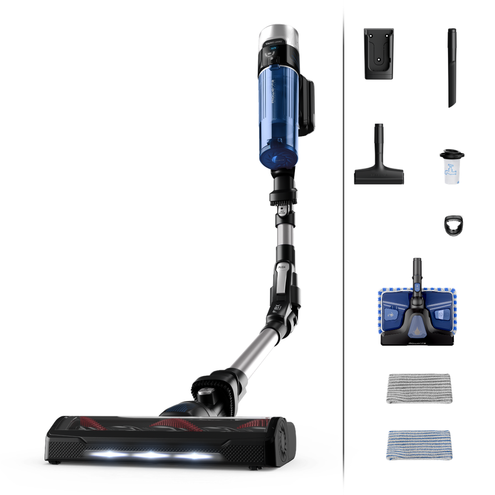 Aspirator Vertical ROWENTA X-Force Flex 9.60 Aqua RH20C0WO, 0.4l, 18V, Autonomie Maxima 45 min, Albastru-Gri