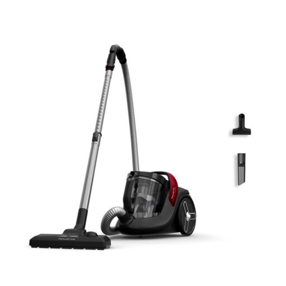 Aspirator fara sac ROWENTA Green Force Cyclonic Max RO7B13EA, 750 W, recipient de praf 2.5 L, filtrare tip HEPA, design eco, negru & rosu