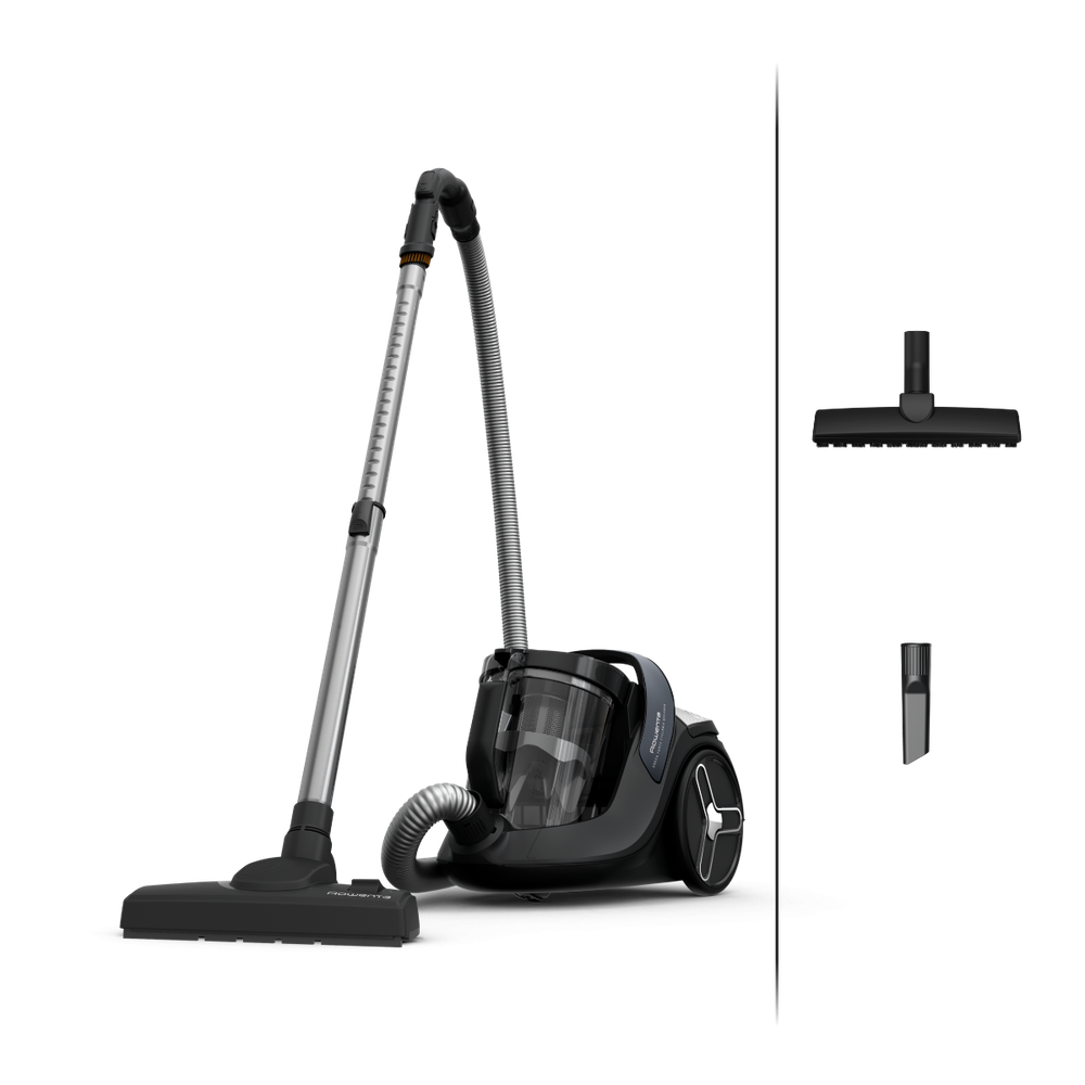 Aspirator fara sac ROWENTA Green Force Cyclonic Effitech® RO7C36EA, 500 W, recipient pentru praf 2.5 L, design eco, filtrare tip HEPA, negru & gri