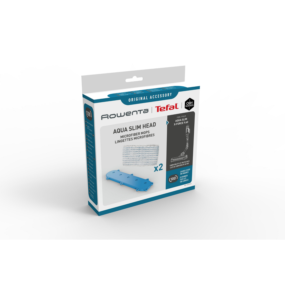 Kit 2 mopuri din microfibra Rowenta ZR009502, compatibile cu capul de aspirare Aqua Slim al aspiratorului vertical Rowenta X-Force Flex 9.60, seriile RH20xx
