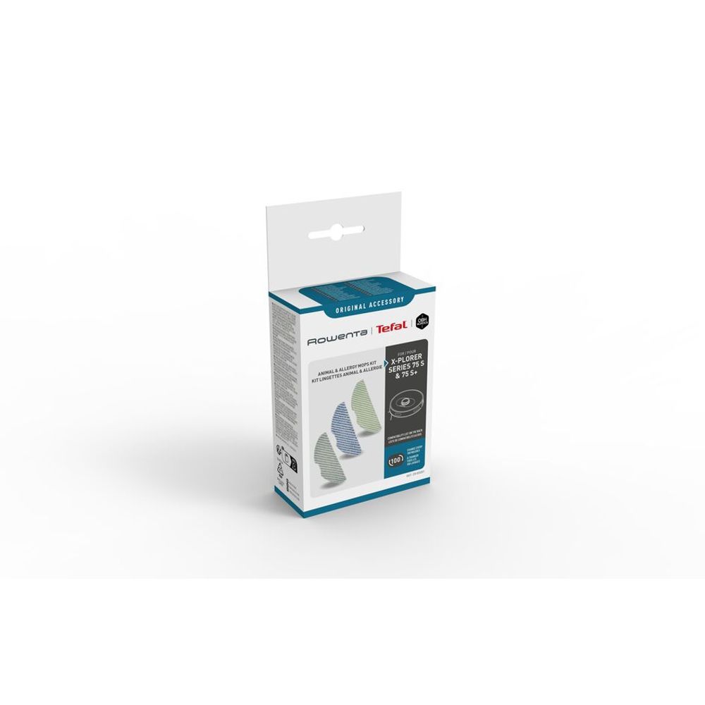 Kit 3 mopuri din microfibra Rowenta ZR185001, compatibile cu aspiratoarele robot X-Plorer Serie S65, S65+, S70, S70+, S140, S140+, S135, S135+, seriile RR8Lxx, RR84xx, RR91xx si RR91xx