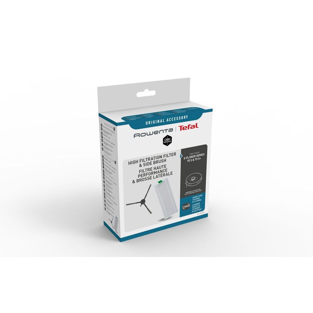 Kit Rowenta ZR185002 cu filtru de inalta performanta si perii laterale, compatibil cu aspiratorul robot Rowenta X-Plorer S75 si S75+, seriile RR85xx
