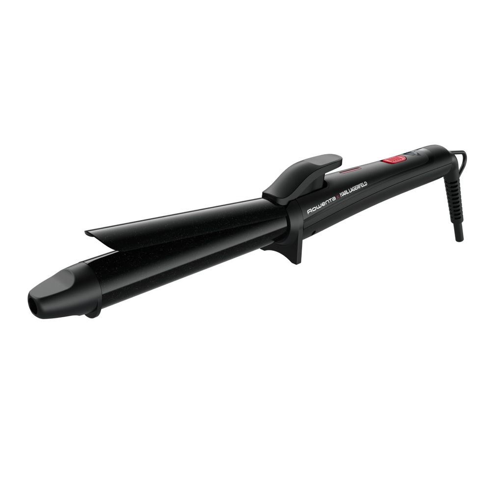 Ondulator de par Rowenta Karl Lagerfeld CF321LF0, înveliș exclusiv Keratin & Glow, 200°C, cablul 1.8m, negru&roșu