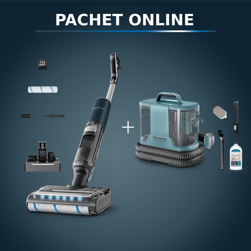 Pachet PROMO Aspirator cu spalare Rowenta X-Clean 7 GZ5735E0 & Aspirator cu spalare Rowenta Clean IT Compact IN3021F0