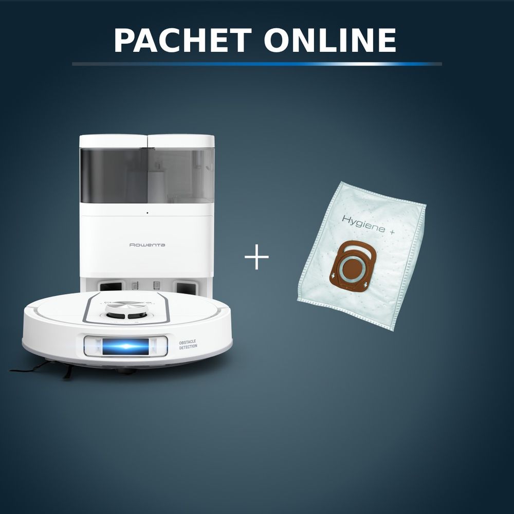 Pachet PROMO Aspirator robot Rowenta X-Plorer Serie 580 Max RR9547E0 & Set 4 saci de aspirator Rowenta Hygiene+ Animal Care ZR200740