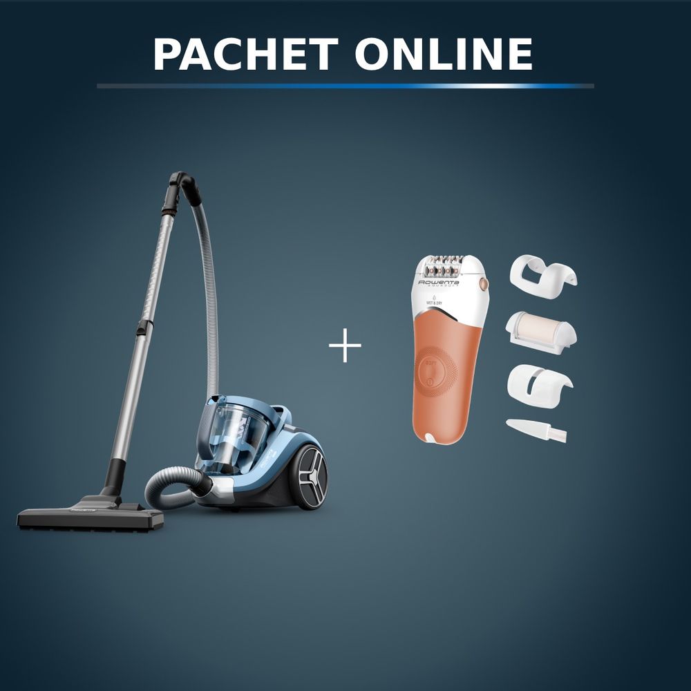Pachet PROMO Aspirator fără sac Rowenta Compact Power XXL RO4B11EA & Epilator Rowenta Aqua Soft EP4920F0