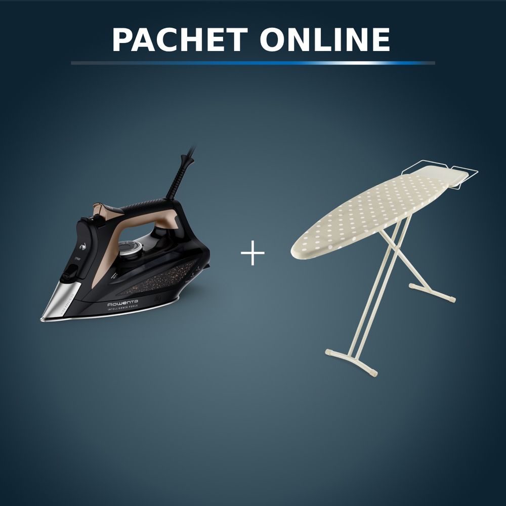 Pachet PROMO Fier de calcat cu abur Rowenta Eco Intelligence DW6341D1 & Masa de calcat Tefal TI1200E1