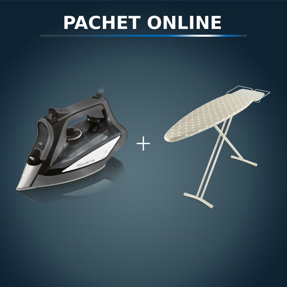 Pachet PROMO Fier de calcat cu abur Rowenta Expertis Anti-Calc DW7025D1 & Masa de calcat Tefal TI1200E1