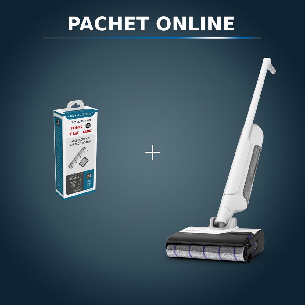 Pachet PROMO Aspirator cu spalare Rowenta X-Clean 10 GZ7540WO & Kit accesorii rola si filtru lavabil Rowenta ZR336A01