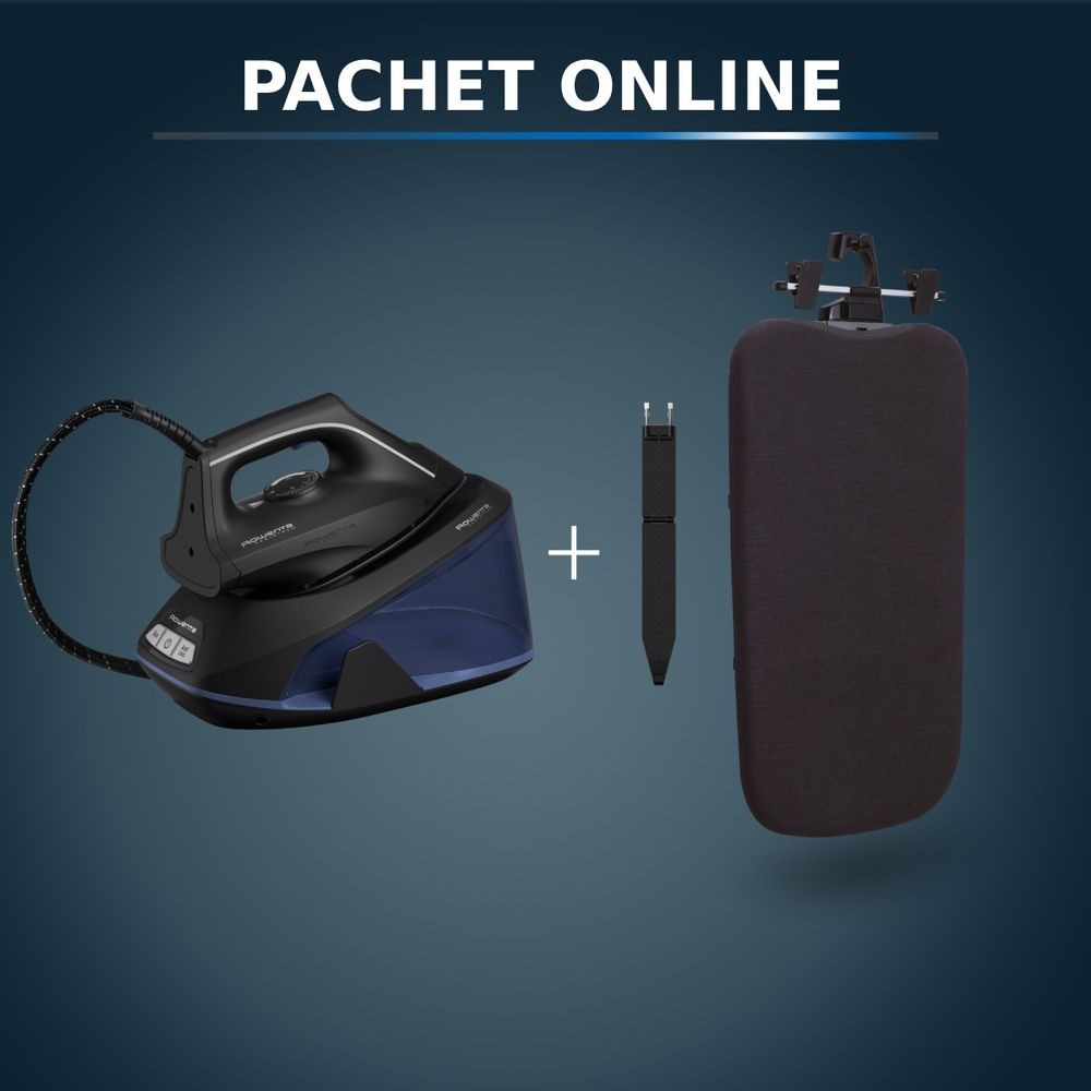Pachet PROMO Statie de calcat Rowenta Easy Steam VR5121F0 & Masa de calcat Tefal 2 in 1 XD5400E0
