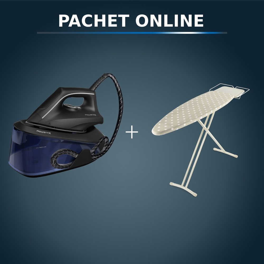Pachet PROMO Statie de calcat Rowenta Easy Steam VR5121F0 & Masa de calcat Tefal TI1200E1