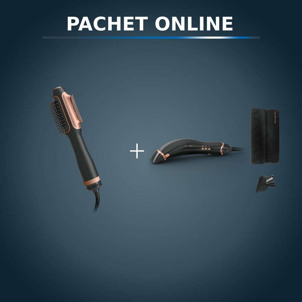 Pachet PROMO Uscător de păr și perie cu aer cald Rowenta Reverso 2 în 1 CF9840F0 & Uscător de păr Rowenta Ultimate Experience Air Motion CF8C20E0