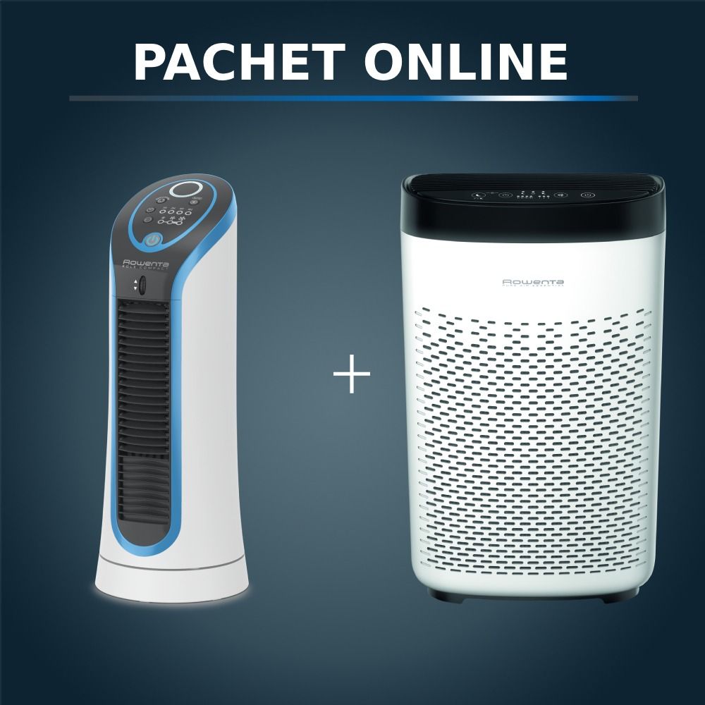 Pachet PROMO Ventilator turn Rowenta Eole Compact VU6210F0 & Purificator Rowenta PU2530F0 PURE AIR Essentials