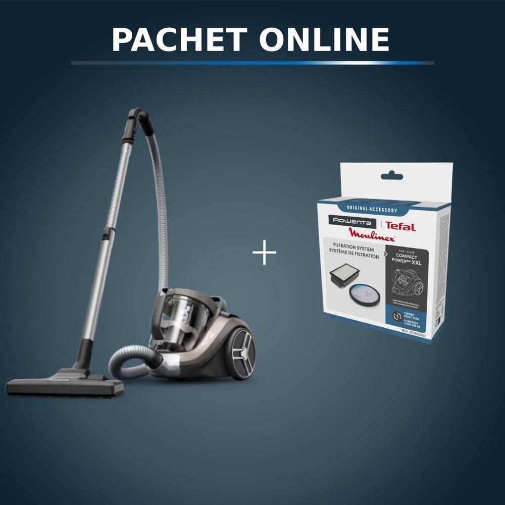 Pachet PROMO Aspirator fara sac Rowenta Compact Power XXL RO4B50EA & Kit de filtrare Rowenta ZR780000, compatibil RO48XX