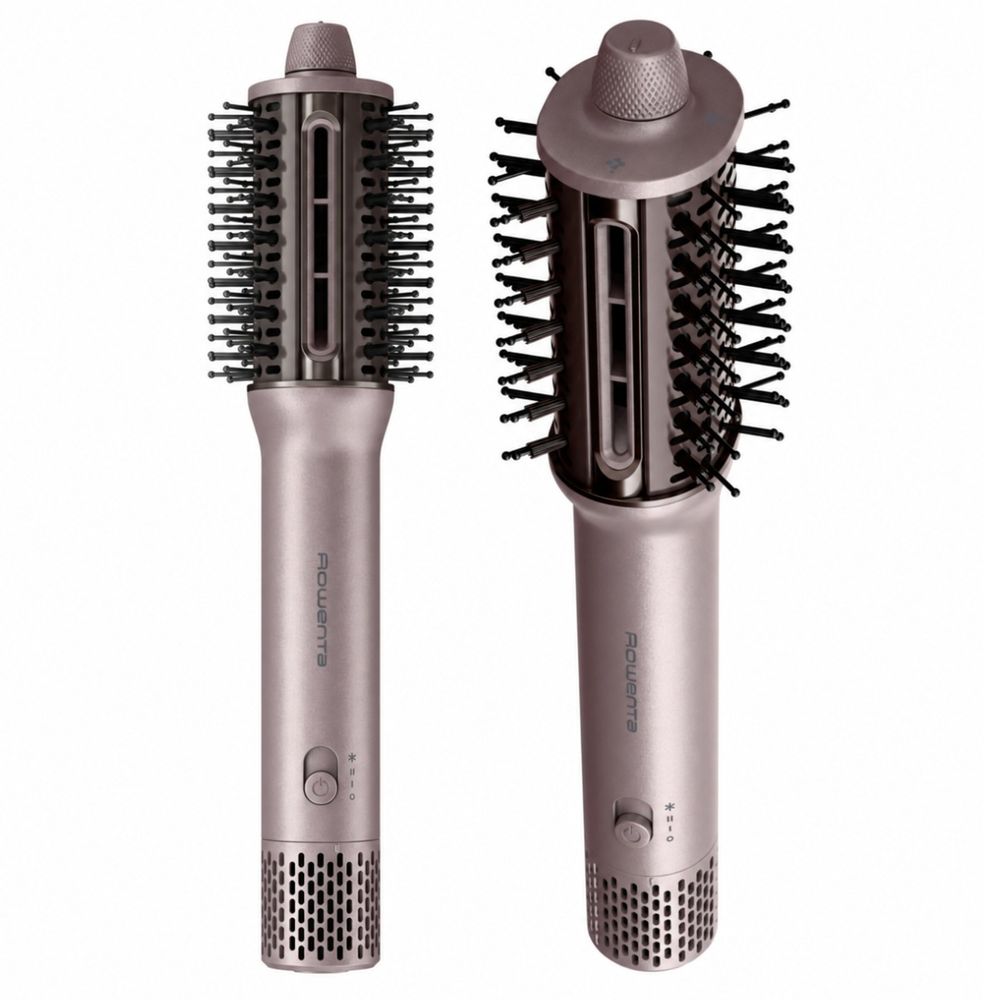 Perie cu aer cald Rowenta Air Brush 3D Nano UB9D30E0, 810 W, flux de aer 160 km/h, 3 trepte viteza si temperatura, tehnologie Air Switch, functie ionica, invelis ceramic, mod Care 55°C, design ultra-compact 340 g, roz