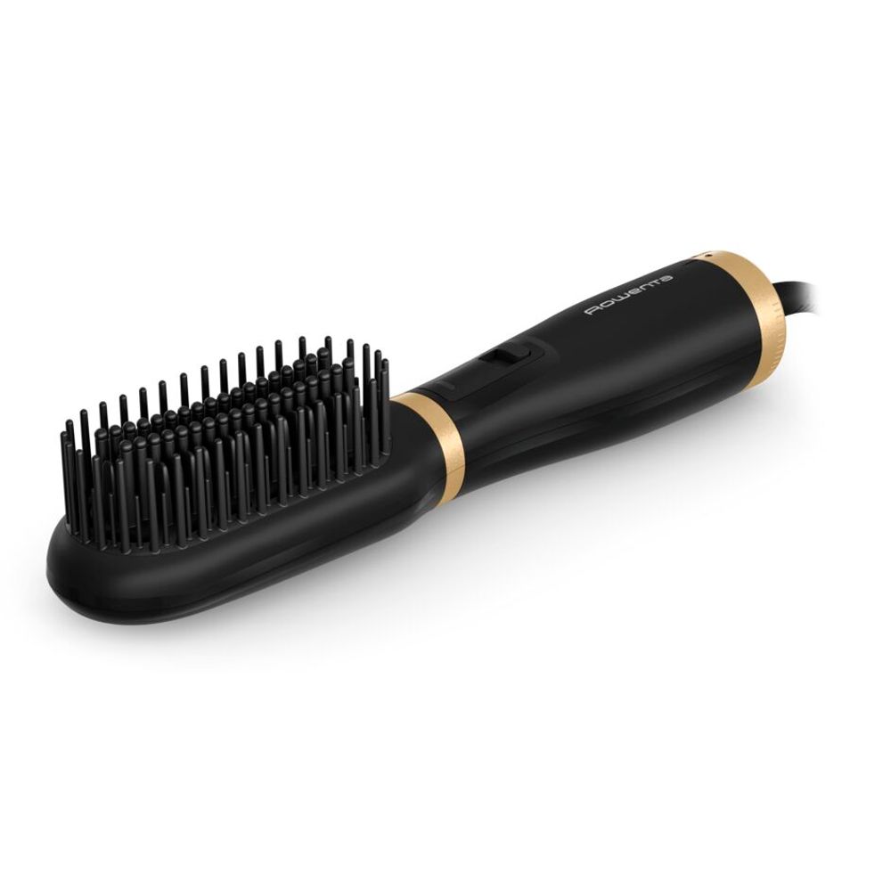 Perie de uscat si indreptat parul cu aer cald 2 in 1 Rowenta Powerstraight Air UB5920F0, 500W, 3 trepte de caldura/aer, invelis ceramic, generare ioni, negru & auriu