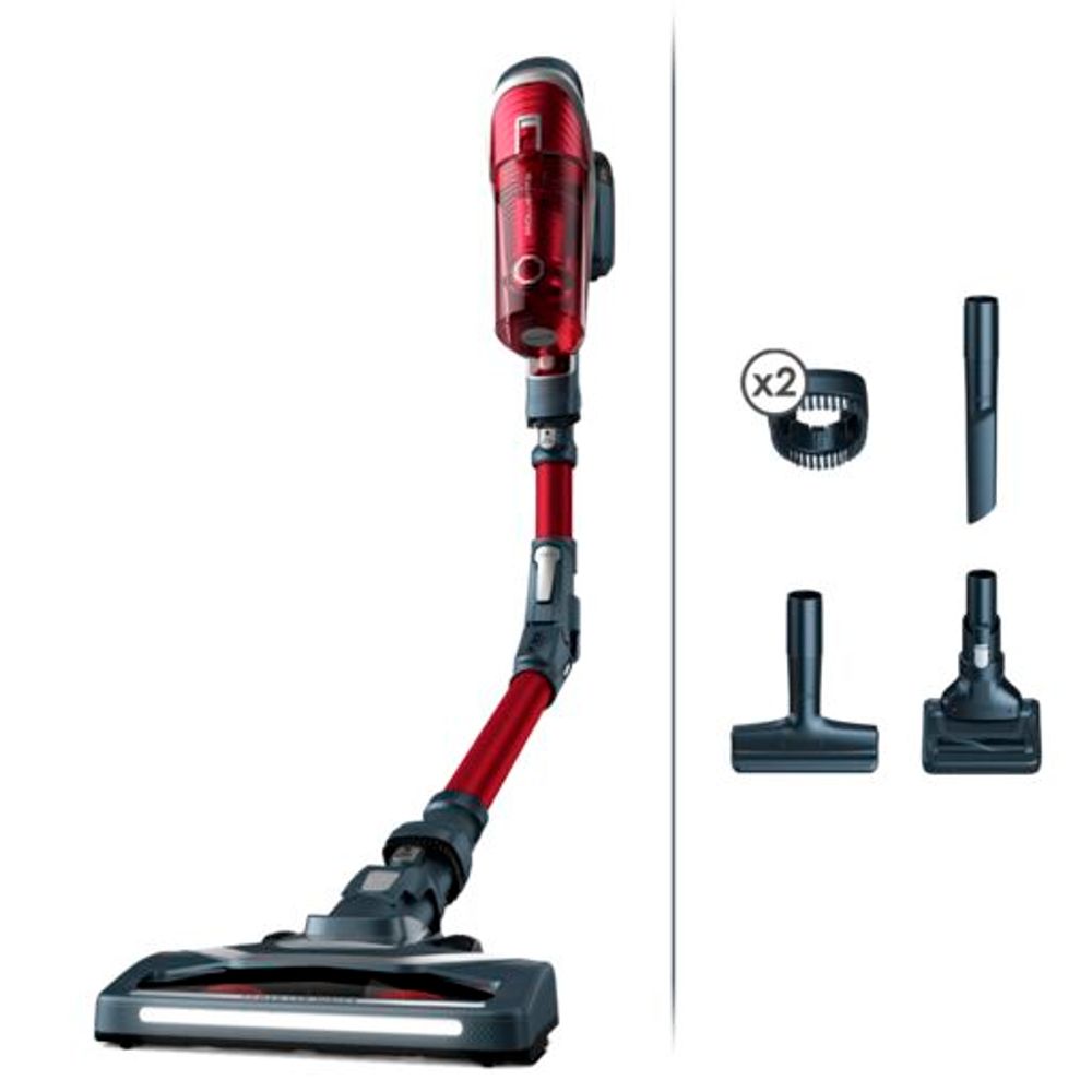 Aspirator vertical Rowenta X-Force Flex 8.60 RH9679WO, putere aspirare 185Watts, autonomie max 45 min, flexibil, funcție boost, gri&rosu