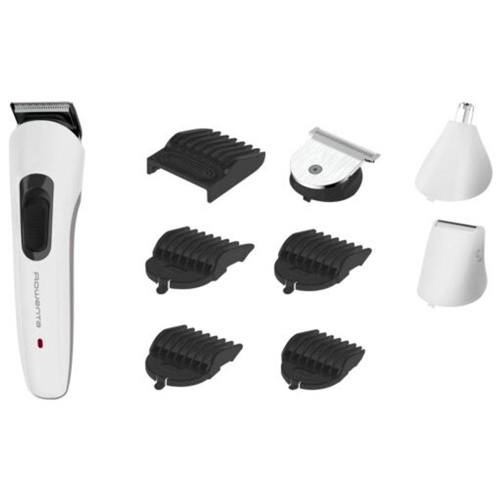 Aparat de tuns ROWENTA Multistyle 9 in 1 TN8961F4, Acumulator, 60 min Autonomie, 5 trepte, Alb