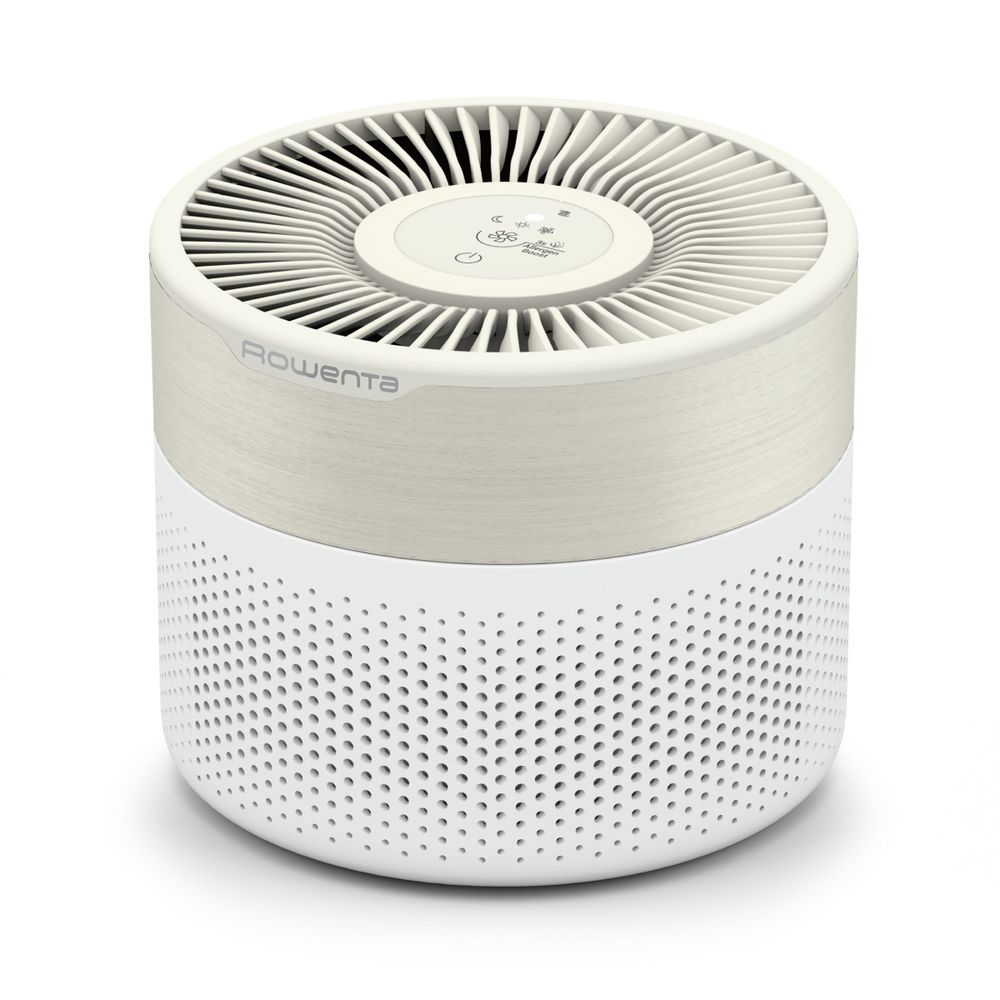 Purificator de aer Rowenta Pure Air Mini PU1521F0, 22 m², mod silentios, ultra-compact, filtrare HEPA Allergy+, CADR 85 m³/ora, alb & crem