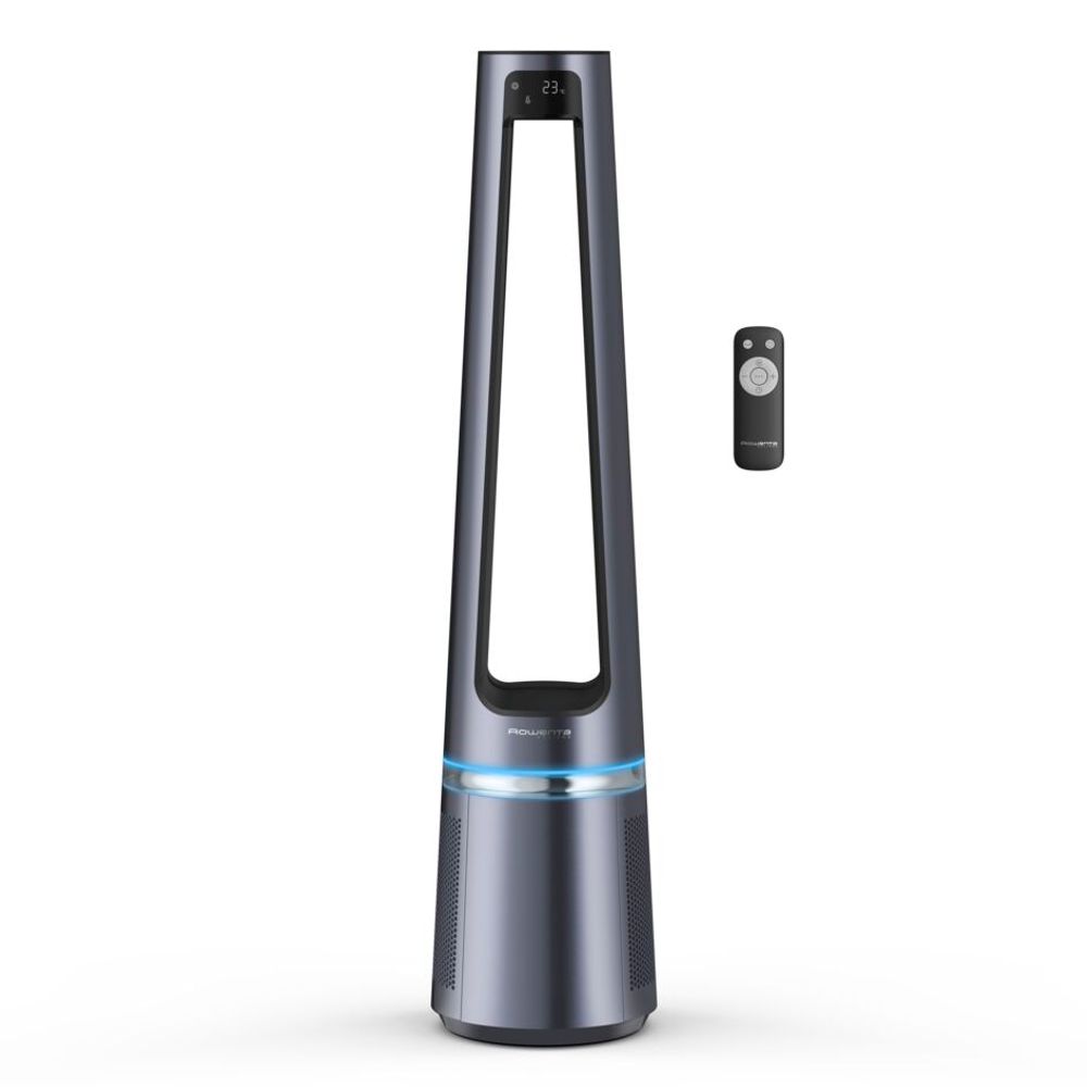 Purificator 2 în 1 Rowenta Eclipse QU5030F0, 33W, 52m2, ecran LCD, 12 trepte de viteza, mod Night/Auto, lumina ambientala, Argintiu