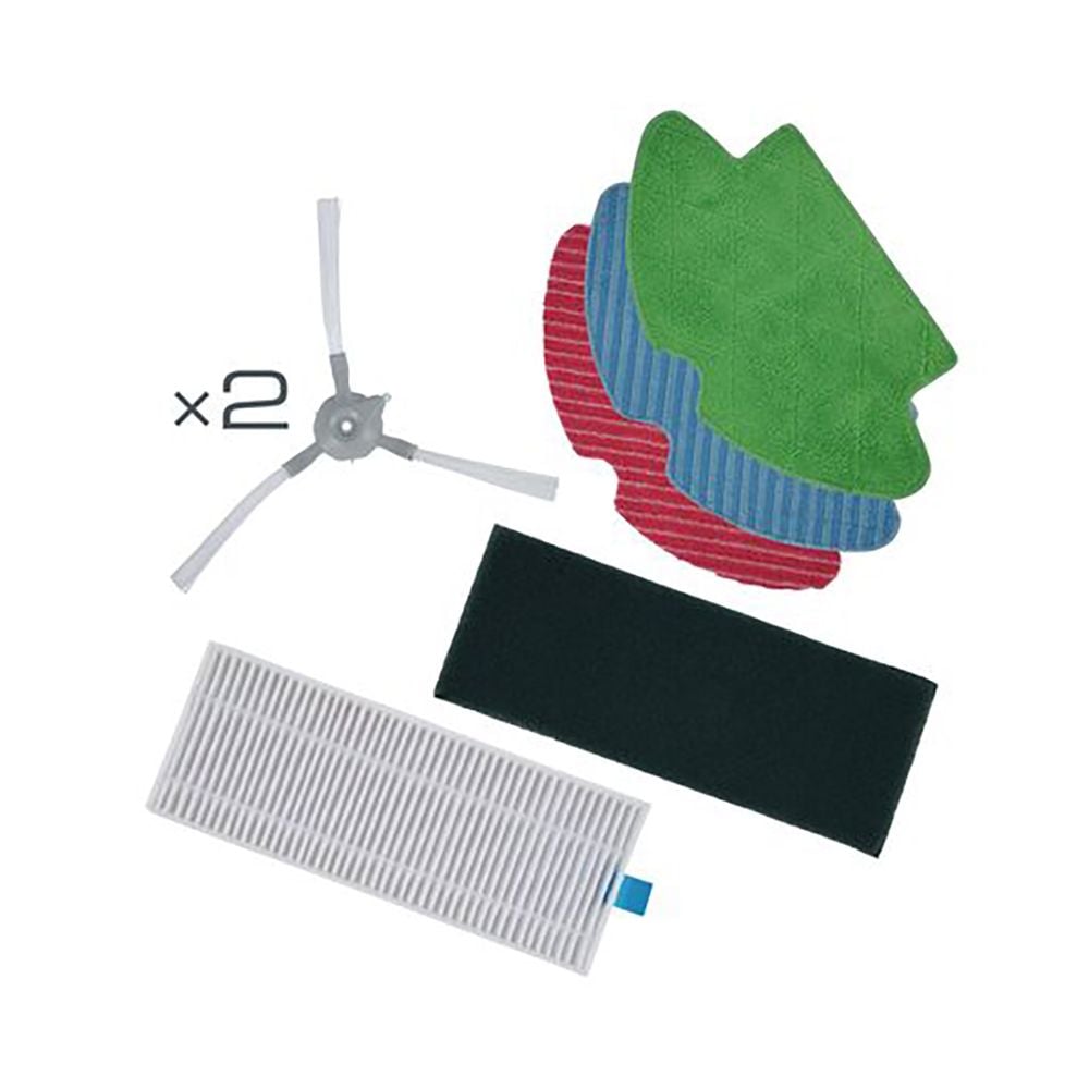 Kit complet de intretinere Rowenta ZR763000, cu 3 lavete specializate, 2 periute laterale si filtru de inalta performanta, compatibil cu aspiratoarele robot X-Plorer S75, seriile RR76xxxx