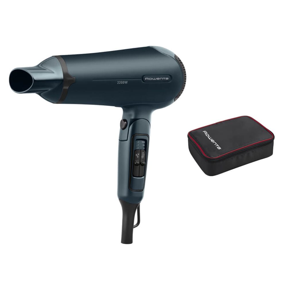 Uscator de par pliabil Rowenta Nomad CV4753F1, 2200W, 3 setari de temperatura, 2 trepte de viteza, functie aer rece, inel de agatare, grilaj detasabil, geanta transport, verde & negru