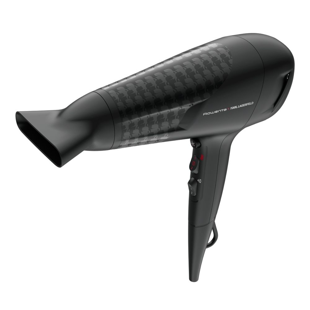 Uscător de păr Rowenta x Karl Lagerfeld Studio Dry CV581LF0, 2100W, Tehnologie Effiwatts, 6 trepte de viteza si temperatura, Tehnologie Thermo Control, Negru