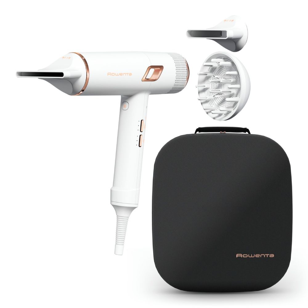 Uscator de par Rowenta Ultimate Experience Maestria CV9910F3, 2000 W, 3 trepte de viteza si temperatura, set complet de accesorii, jet de aer rece, alb