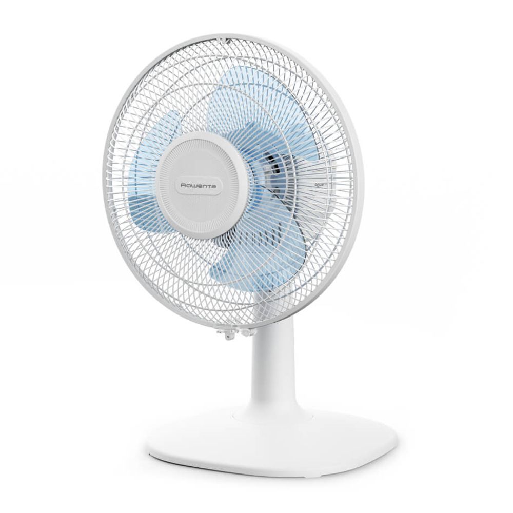 Ventilator de birou Rowenta Essential+ VU2310F0, 28 W, 2 trepte de viteza, rotire automata, consum redus de energie, design compact, alb