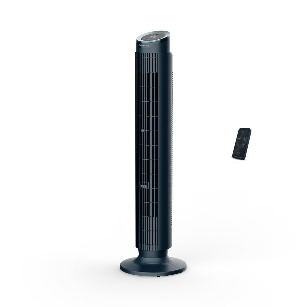 Ventilator turn Rowenta Eole Silence Force VU7050F0, 12 trepte de viteza, motor Effitech®, ecran LED, difuzor de arome incorporat, oprire automata, timer 8 ore, functie de noapte, telecomanda inclusa, negru