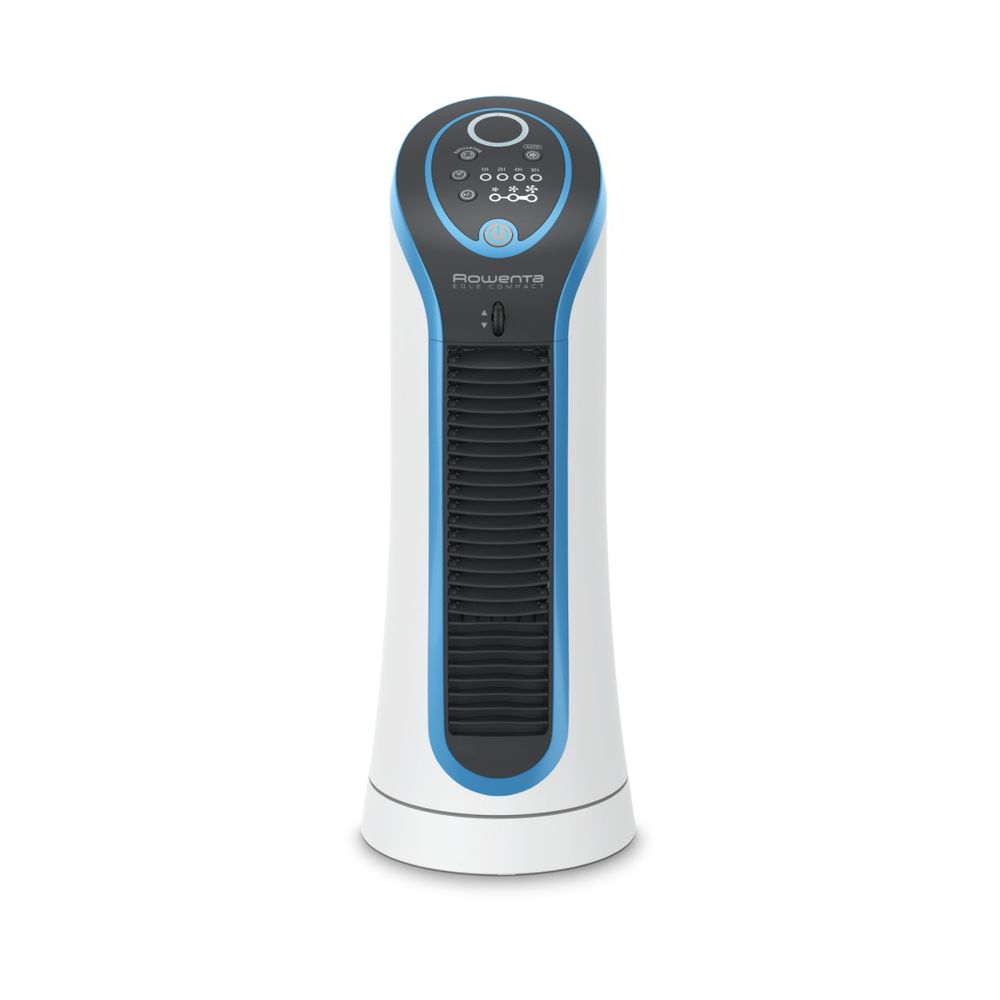Ventilator turn Rowenta Eole Compact VU6210F0, 3 setari, ecran LED, oprire automata, Negru/Alb