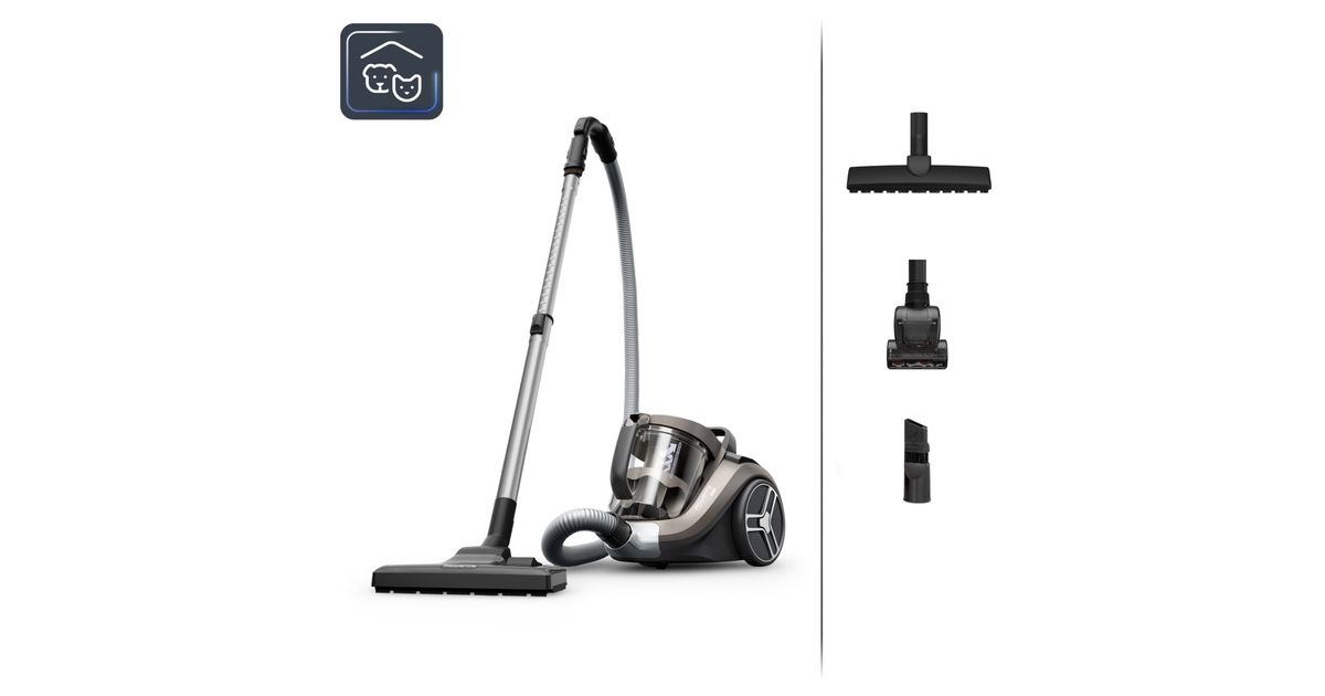 Rowenta Compact Power XXL RO4B23 Bagless Vacuum Cleaner, 900 W Low Consumption Motor, Advanced 3 Level Filtration Level, XXL 2.5 L Dust Container, Compact Design, Total Clean Kit