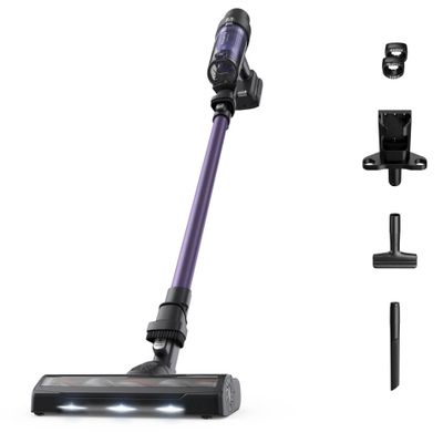 Aspirator vertical Rowenta X-Pert 7.60 RH6A31WO, 140 W, autonomie pana la 45 minute, perie cu iluminare LED, statie de incarcare cu suport accesorii, violet & negru