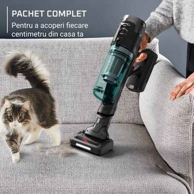 Aspirator vertical Rowenta X-Force Flex 12.60 NEO RH9L42WO, 380W, autonomie 60 min, perie cu LED, panou de control, recipient praf 0.65L, perie Animal Turbo, perie textile, verde & negru