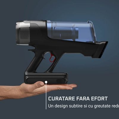 Aspirator vertical Rowenta X-Force Flex 12.60 NEO RH9LC1WO cu mop, 380W, autonomie 60 min, panou de control, recipient praf 0.65L, albastru & negru