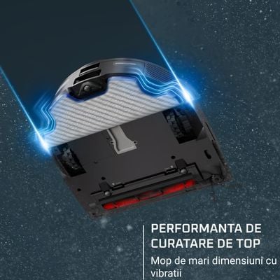 Aspirator robot Rowenta X-Plorer Serie 220 RR9465WH, aspirator si mop, autonomie 120 min, recipient praf 0.35L, nivel de zgomot 70 dB(A), sistem Smart Aqua Power, negru