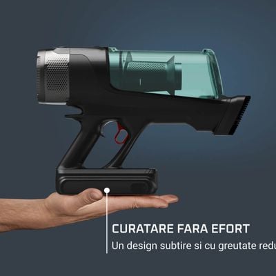 Aspirator vertical Rowenta X-Force Flex 12.60 NEO RH9L42WO, 380W, autonomie 60 min, perie cu LED, panou de control, recipient praf 0.65L, perie Animal Turbo, perie textile, verde & negru