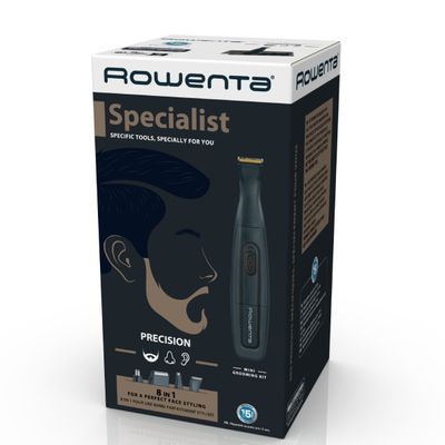 Aparat de tuns barba Rowenta Nomad TN3651F0, lame inox cu  &icirc;nveliş din titan, rezistent la apa, accesoriu pentru ras, baza de depozitare, albastru