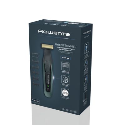 Aparat de tuns barba Rowenta Forever Sharp Comfort TN6044E0, lame din inox, utilizare fara fir, autonomie de pana la 120 min, accesoriu Skin Comfort, negru & verde