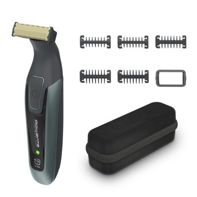 Aparat de tuns barba Rowenta Forever Sharp Comfort TN6044E0, lame din inox, utilizare fara fir, autonomie de pana la 120 min, accesoriu Skin Comfort, negru & verde