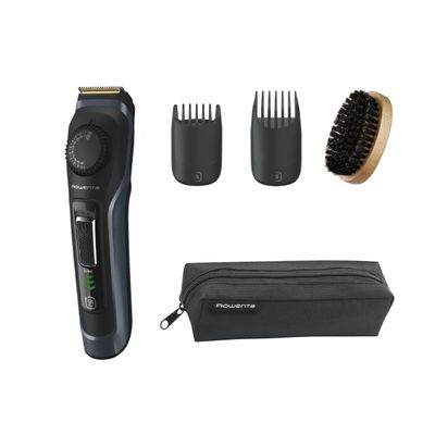 Aparat de tuns barba Rowenta Virtuo TN3804E0, autonomie 180 minute, lame cu invelis de titan, lame din inox, 6500 rpm, negru & albastru