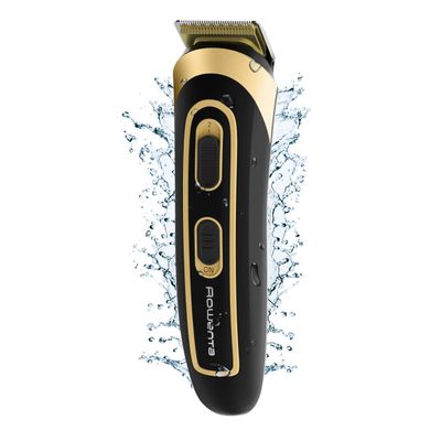 Aparat de tuns multifunctional Rowenta Trim&Style 11 in 1 TN9118F0, 6500 rpm, tehnologie Wet & Dry, lame din inox, incarcare rapida, negru & auriu  