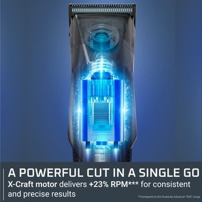 Aparat de tuns multifunctional Rowenta X Series 900 19 in 1 TN9730E0, autonomie 360 minute, 8000 RPM, 7 piepteni, tehnologie Wet & Dry, incarcare rapida, lame din inox, geanta pentru depozitare, negru & verde