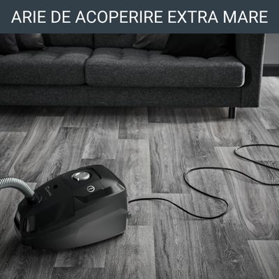 Aspirator cu sac Rowenta Green Force Max Silence RO6136EA, 750 W, 70% plastic reciclat, 3 niveluri de filtrare, sac Hygiene+, Negru/argintiu 